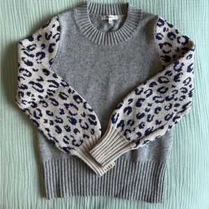 Leopard-Sleeve Tensley Sweater in Cotton-Merino Yarn